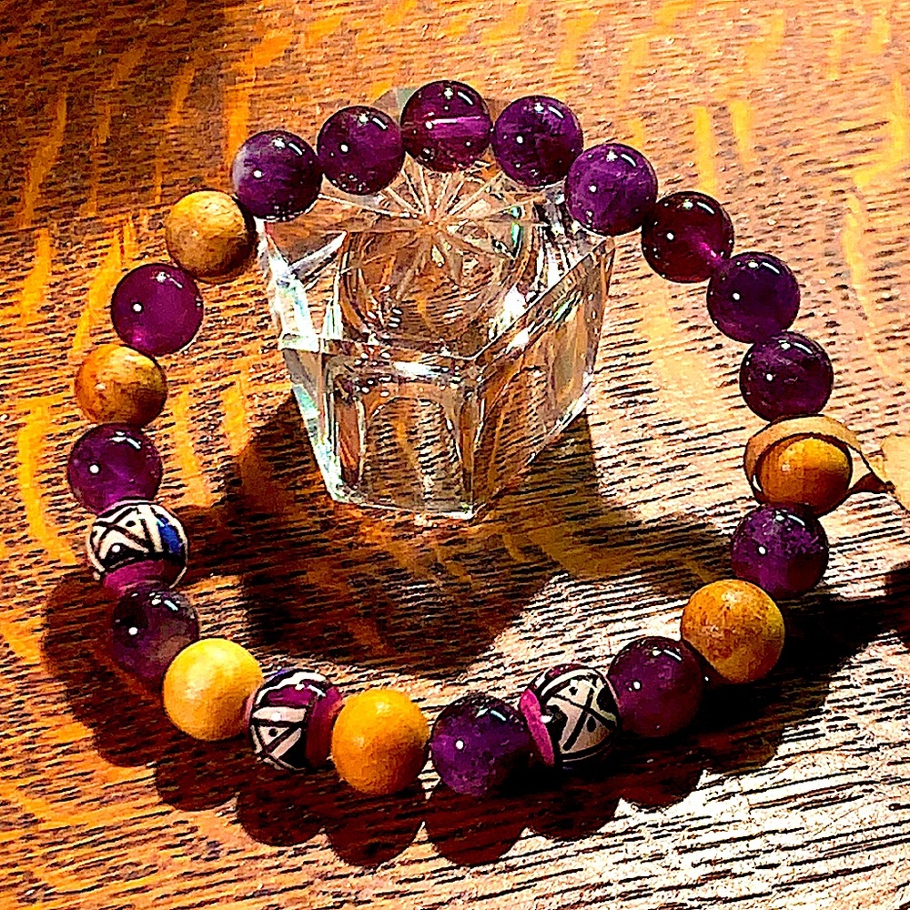 PALA SANTO AMETHYST BRACELET STRETCH HEALING STONES NEW